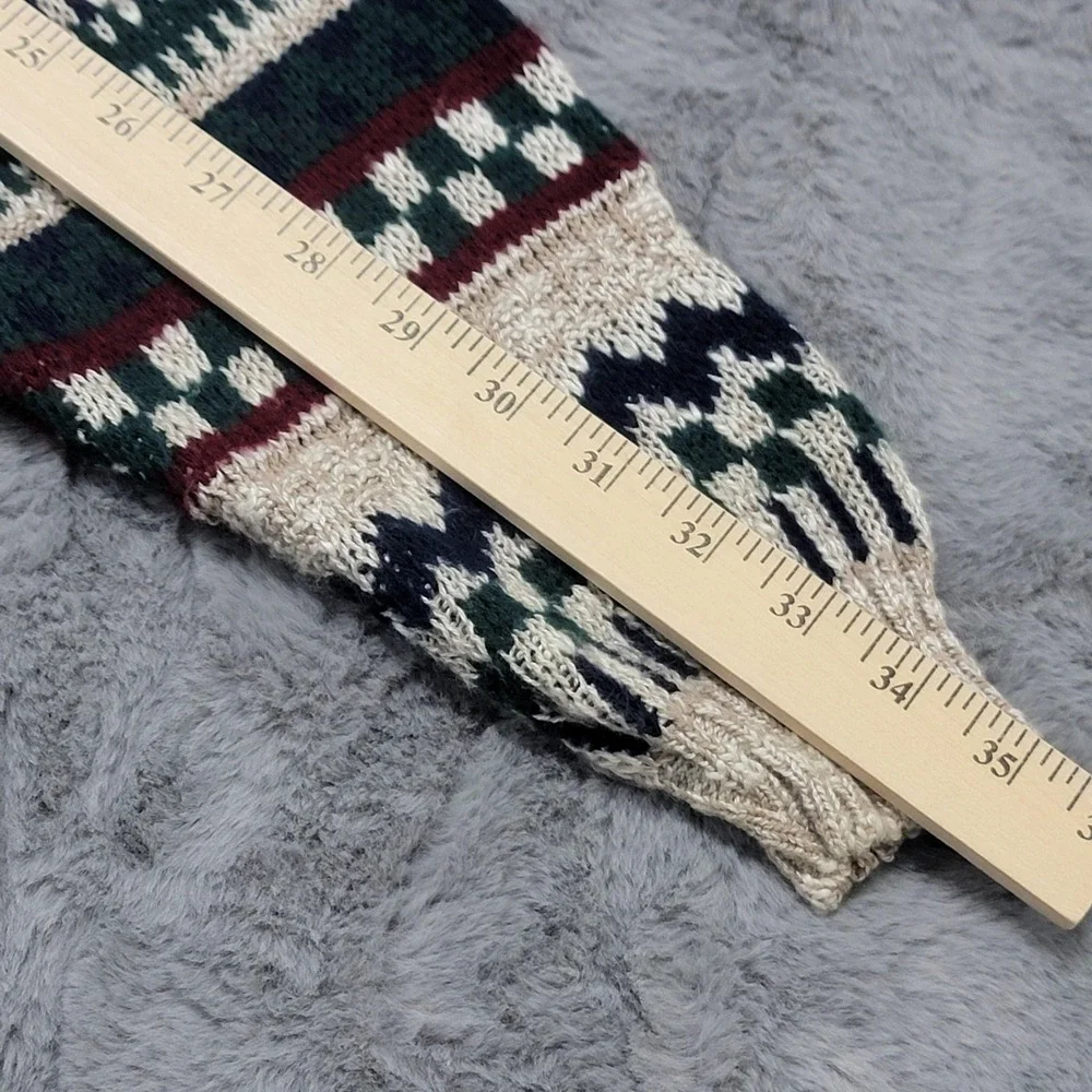Vintage New Era Cardigan Sweater Mens XL (Fits L) Fair Isle Acrylic Knit Grandpa